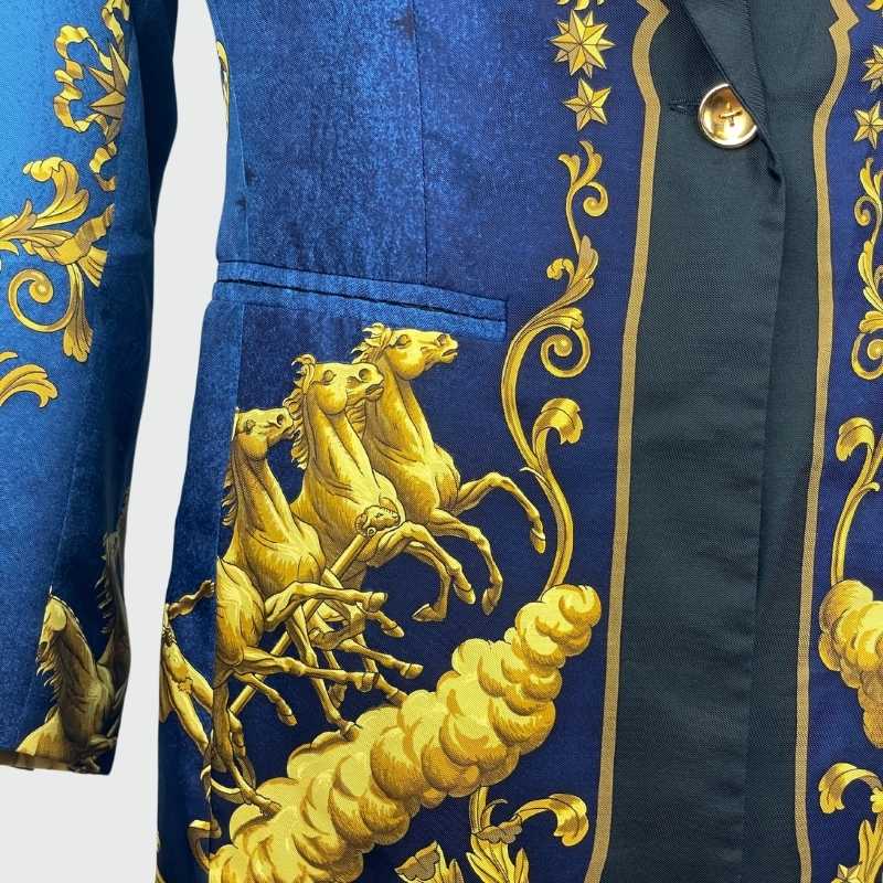 Hermès Vintage Blazer Seide Blau Gold
