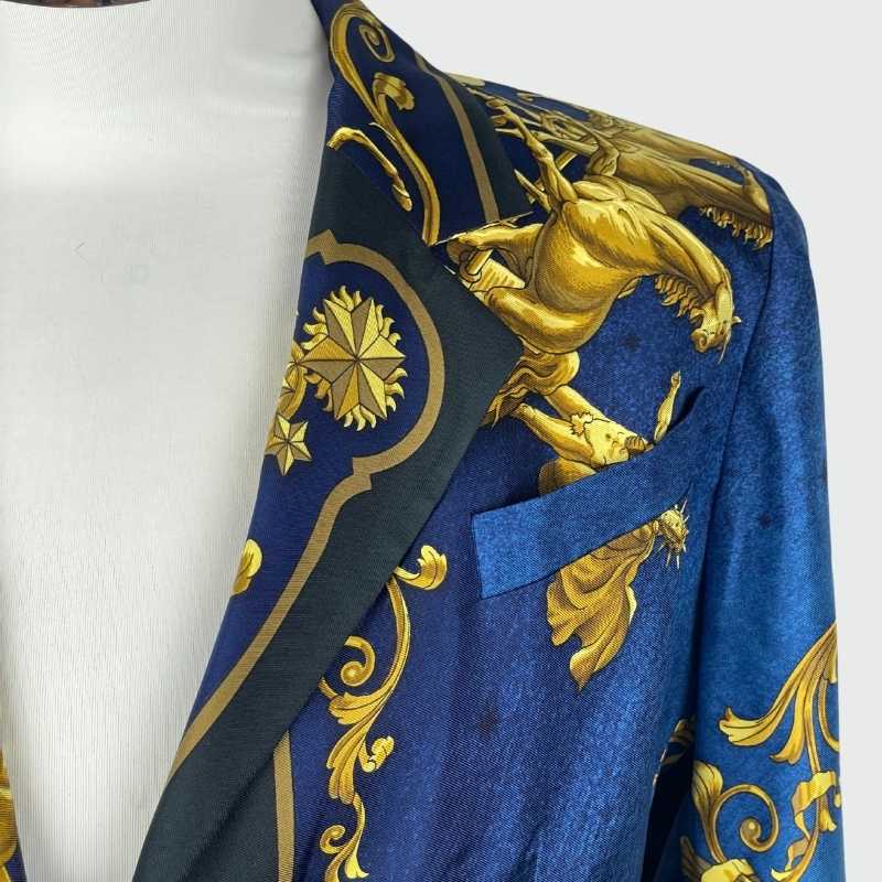 Hermès Vintage Blazer Seide Blau Gold