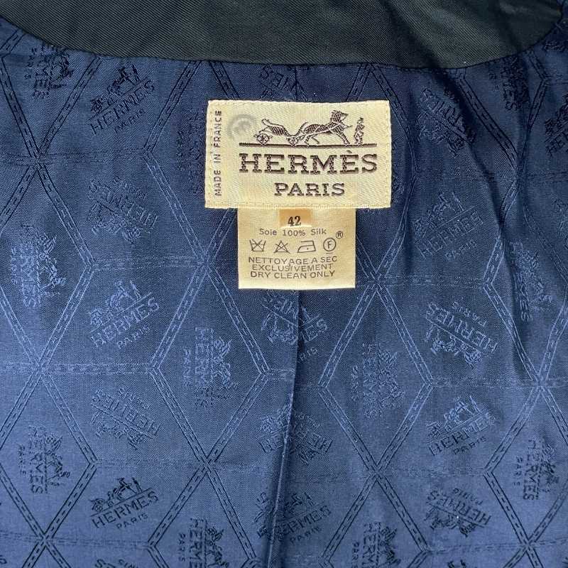 Hermès Vintage Blazer Seide Blau Gold