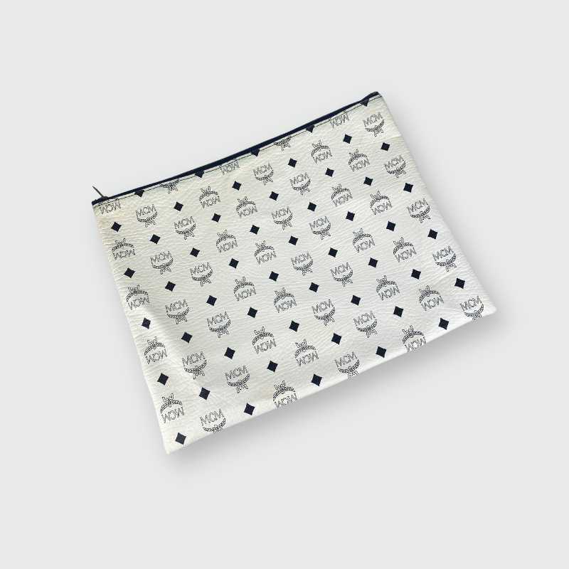 MCM Tablet Tasche Weiß Visetos