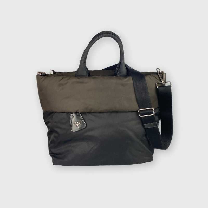 Prada Nylon Shopper Schwarz Braun