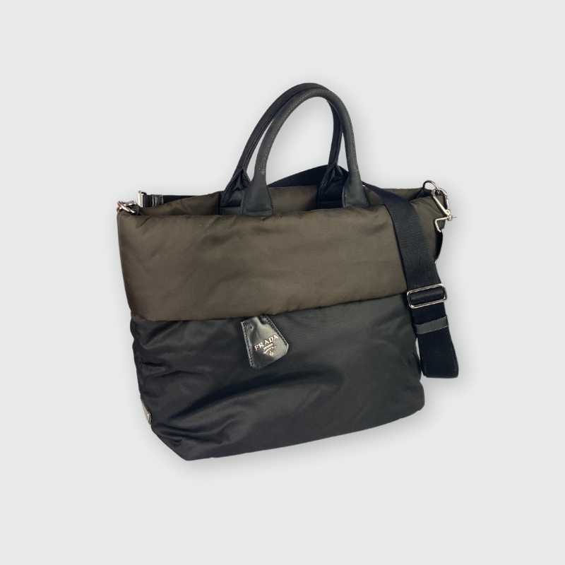 Prada Nylon Shopper Schwarz Braun