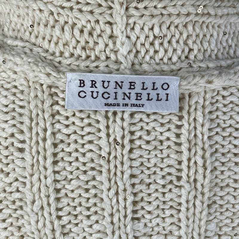 Brunello Cucinelli Strickjacke Creme mit Pailetten