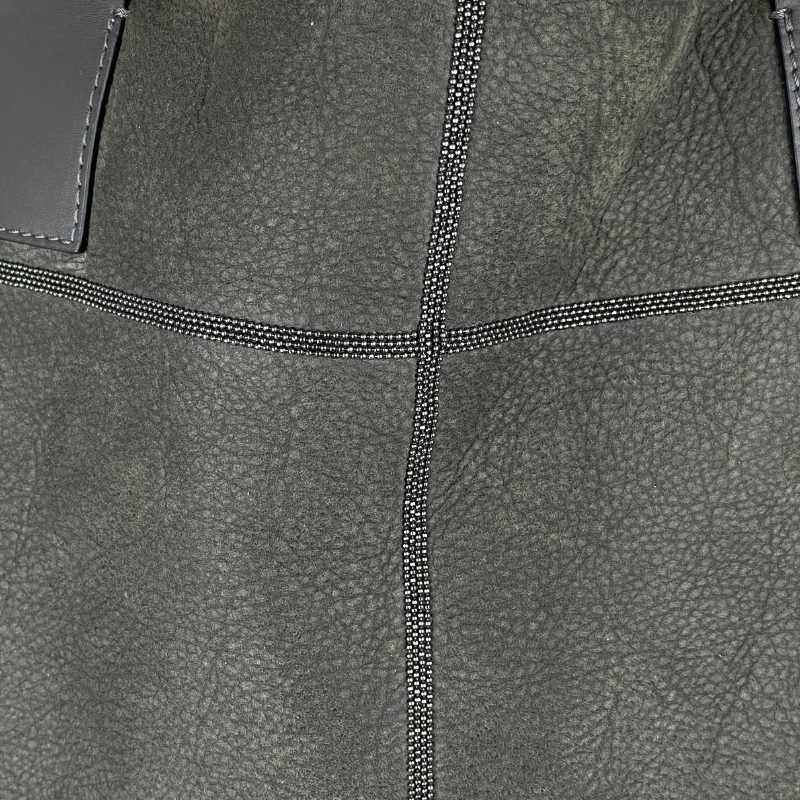 Brunello Cucinelli Shopper Leder mit Lammfell Grau