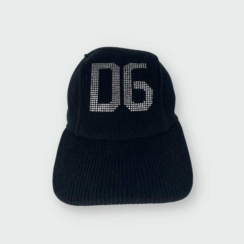 Dolce & Gabbana Strick Cap Schwarz mit glitzer DG