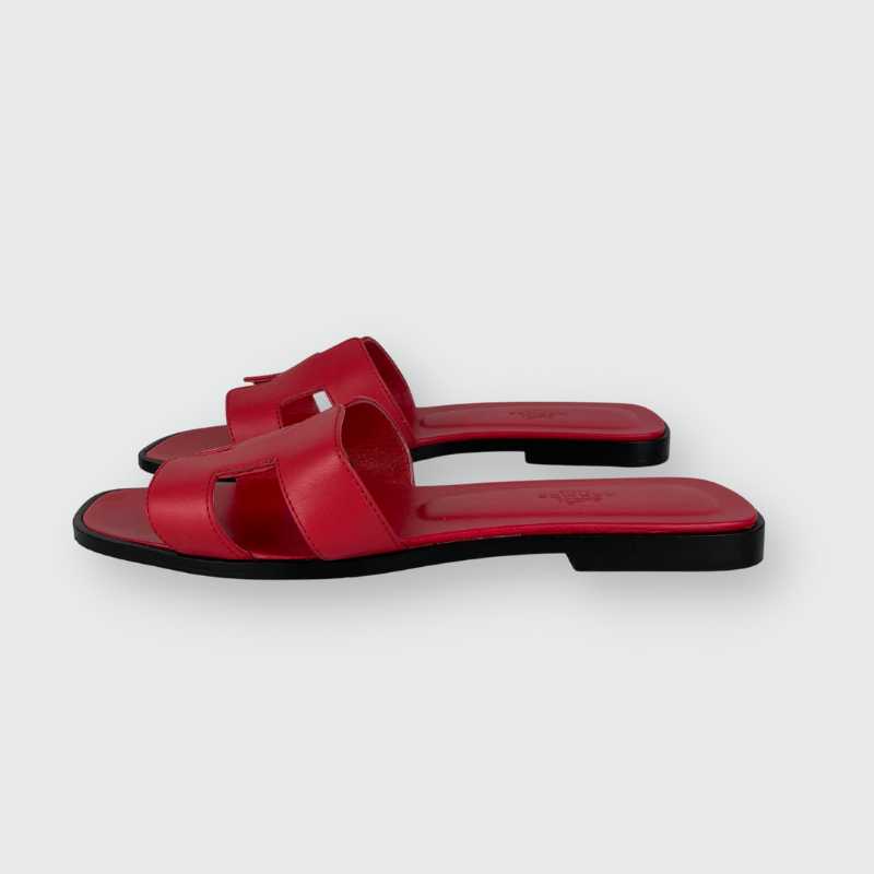 Hermès Oran Sandalen Rose Contigua flach