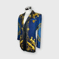 Hermès Vintage Blazer Seide Blau Gold