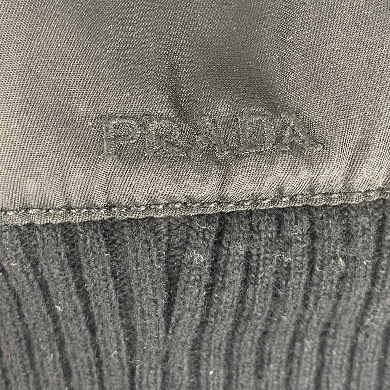 Prada Nylonmütze mit Strick Schwarz