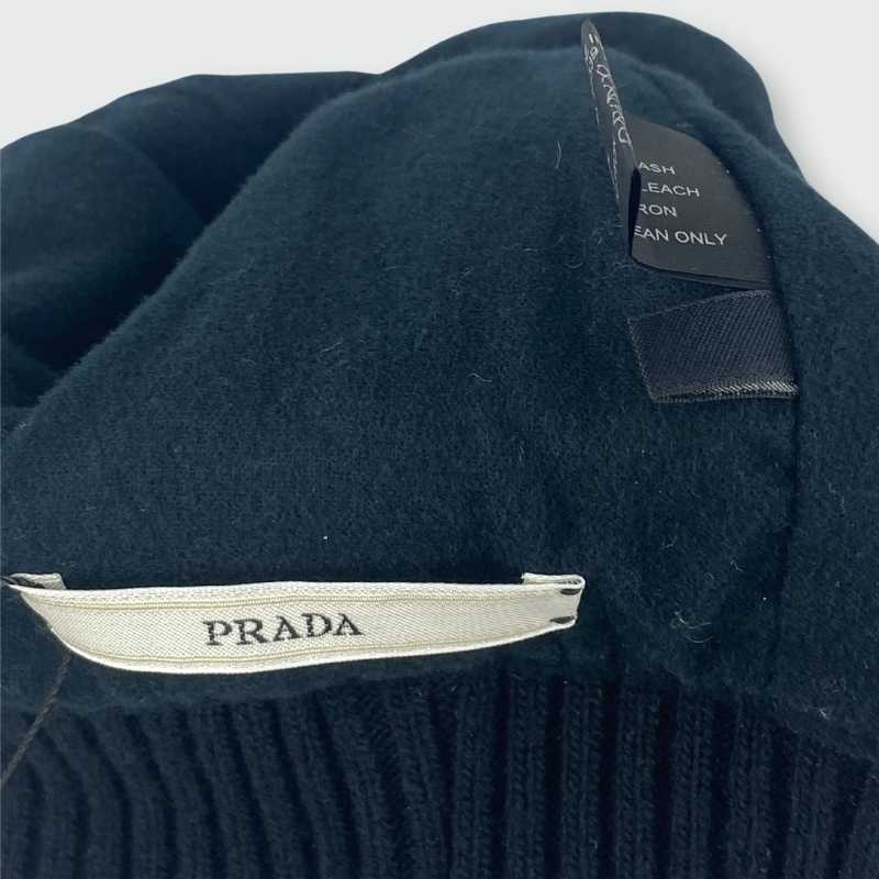 Prada Nylonmütze mit Strick Schwarz